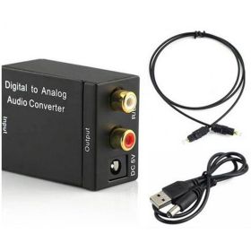 Digital to Analog Audio Converter Adapter Digital Optical Fiber Coaxial RCA Toslink Signal to Analog Audio Converter RCA for DVD