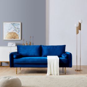 Velvet Fabric sofa with pocket-71"Blue