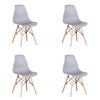 A Set of 4 Living Room Chairs,Dining Chairs Natural Beech Chairs with ABS backrest XH