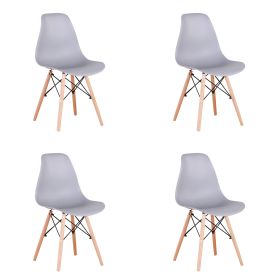 A Set of 4 Living Room Chairs,Dining Chairs Natural Beech Chairs with ABS backrest XH