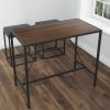 Riley Indoor Walnut Metal Pub Dining Table with Metal Frame