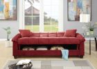 Contemporary Living Room Adjustable Sofa Red Color Microfiber Plush Storage Couch 1pc Futon Sofa w Pillows