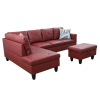 Red Semi PU Synthetic Leather Sofa Living Room Sofa