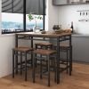 Bar table set 5PC Dinging table set with high stools;  structural strengthening;  industrial style