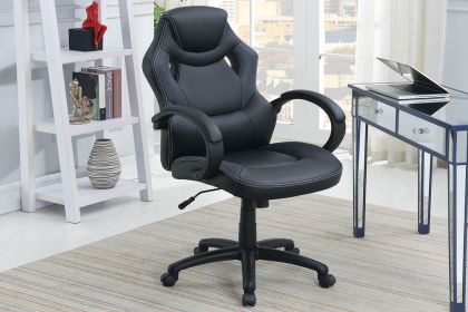 Office Chair Upholstered 1pc Cushioned Comfort Chair Relax Gaming Office Work Black Color