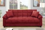 Contemporary Living Room Adjustable Sofa Red Color Microfiber Plush Storage Couch 1pc Futon Sofa w Pillows