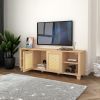 64.4" Rattan TV Stand for 65/70 inch TV Living Room Storage Console Entertainment Center,2 open doors