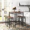 Bar table set 5PC Dinging table set with high stools;  structural strengthening;  industrial style