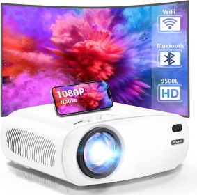 Native 1080P WiFi Mini Projector, Upgrade 9200L HD Portable Outdoor Video Projector, LED Pic Projector Compatible w/iOS&Android Phone/VGA/USB/AV/TV/PC