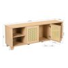 64.4" Rattan TV Stand for 65/70 inch TV Living Room Storage Console Entertainment Center,2 open doors