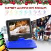 DBPOWER 11.5" Portable DVD Player, 5-Hour Built-in Rechargeable Battery, with 9" Swivel Screen, Support CD/DVD/SD Card/USB, with Remote control, 1.8M