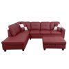 Red Faux Leather 3-Piece Couch Living Room Sofa Set