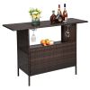 Brown Gradient Modern Fashion Simple Rattan Bar Table 139*46*94cm Can Hang Wine Glasses N004