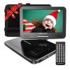 12" Portable DVD Player with 5-Hour Rechargeable Battery, 10" Swivel Display Screen and SD/ USB Port, with 1.8m Car Charger, Power Adaptor and Car Hea