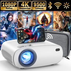 VIDOKA Projector with WiFi and Bluetooth, 9500L Native 1080P Projector FHD Movie Outdoor Projector with Carry Bag, Home Video Projector for TV Stick/P