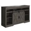 58" Farmhouse Double-Door Three-Layer TV Cabinet in Dark Gray