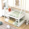 Cozy Twin-Over-Twin Low Bunk House Bed, Includes Ladder, Crisp White Finish