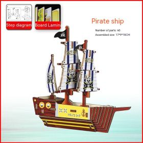 Wooden Pirate Ship Assembled Model Decorative Toys (Option: Pirate Ship)