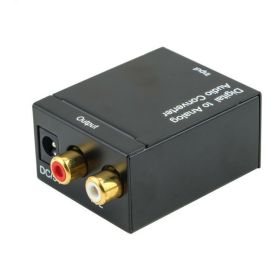 Analog to Digital Audio Converter Fiber Optic with TV Speaker (Option: Black-US)