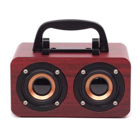 Wooden Wireless Bluetooth Speaker Portable Outdoor (Option: Red wood grain-USB)