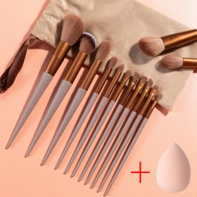 New 13Pcs Makeup Brush Set Makeup Concealer Brush Blush Loose Powder Brush Eye Shadow Highlighter Foundation Brush Beauty Tools (Handle Color: brush and puff8)