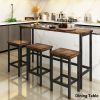 Counter Height Extra Long Dining Table Set with 3 Stools Pub Kitchen Set Side Table with Footrest