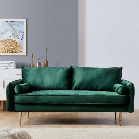 Velvet Fabric sofa with pocket (Color: Green)