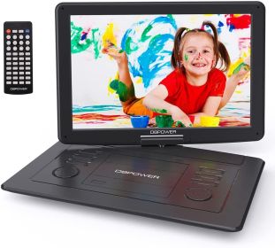 DBPOWER 17.9" Portable DVD Player with 15.6" Large HD Swivel Screen, 6 Hour Rechargeable Battery, Support USB/SD and Multiple Disc Formats, High Volum (Color: Black)