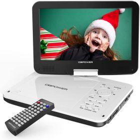 DBPOWER 10" Swivel Display Screen, 12" Portable DVD Player with 5-Hour Rechargeable Battery (Color: White)