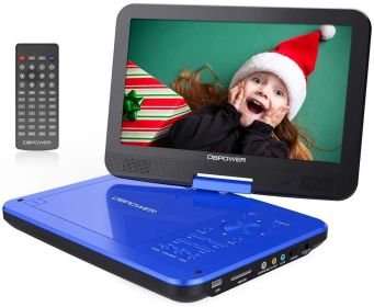 DBPOWER 10" Swivel Display Screen, 12" Portable DVD Player with 5-Hour Rechargeable Battery (Color: Blue)