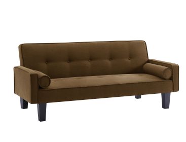 MEGA fabric sofa; medieval love seat sofa furniture; with pillows; living room button tufted sofa; pull point design (Color: Brown, size: Brown)