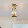 3-Light semi-flush Mount  Industrial clear Glass Ceiling light