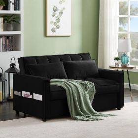 Furniture Sofa Bed with 2 Pillows for Living Room (Color: Black)