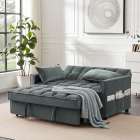 Furniture Sofa Bed with 2 Pillows for Living Room (Color: Gray)