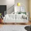 Linen Upholstered Modern Convertible Folding Futon Sofa Bed for Compact Living Space; Apartment; Dorm