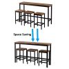 Counter Height Extra Long Dining Table Set with 3 Stools Pub Kitchen Set Side Table with Footrest