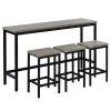 Counter Height Extra Long Dining Table Set with 3 Stools Pub Kitchen Set Side Table with Footrest