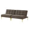 Convertible sofa bed futon with gold metal legs teddy fabric