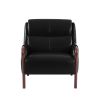 Single Sofa Armchair PU Leather Wooden Legs Reading Chair for Living Room