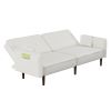 Convertible Sofa Bed with Wood Legs in Cotton Linen Fabric