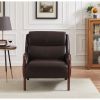 Single Sofa Armchair PU Leather Wooden Legs Reading Chair for Living Room