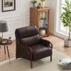 Single Sofa Armchair PU Leather Wooden Legs Reading Chair for Living Room