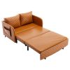 COOLMORE Convertible Sleeper Sofa Bed, Modern Velvet Loveseat Couch with Pull Out Bed, Small Love Seat Futon Sofa Bed with Headboard, 2 Pillows & Side