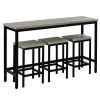 Counter Height Extra Long Dining Table Set with 3 Stools Pub Kitchen Set Side Table with Footrest