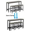 Counter Height Extra Long Dining Table Set with 3 Stools Pub Kitchen Set Side Table with Footrest