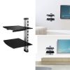 2 Tier Dual Glass Shelf Wall Mount for DVD Players/Cable Boxes/ TV Accessories