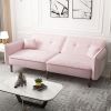 Convertible Sofa Bed with Wood Legs in Velvet