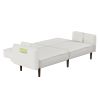 Convertible Sofa Bed with Wood Legs in Cotton Linen Fabric