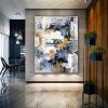 Hand Painted Oil Painting Palette knife abstract wall art large gray blue gold painting oversized modern abstract canvas large canvas art abstract acr