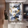 Hand Painted Oil Painting Palette knife abstract wall art large gray blue gold painting oversized modern abstract canvas large canvas art abstract acr